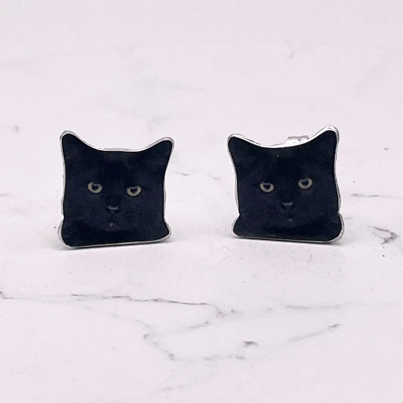 Black Cat Stud Earrings