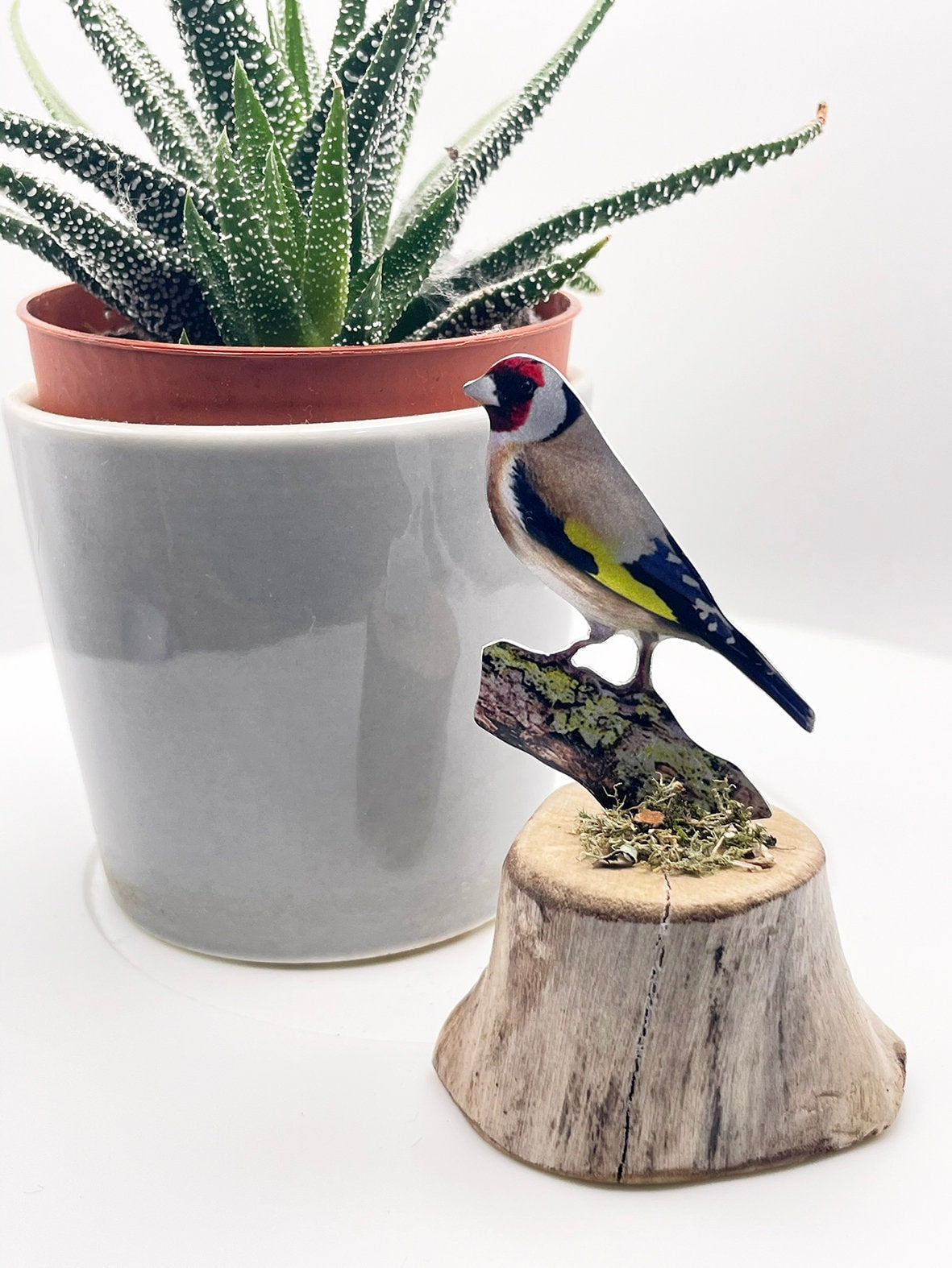 Goldfinch - Mini Goldfinch - Mini Goldfinch Sculpture - Metal bird - Goldfinch on Wood - Miniature Ornament - Bird gift - Nature Lover