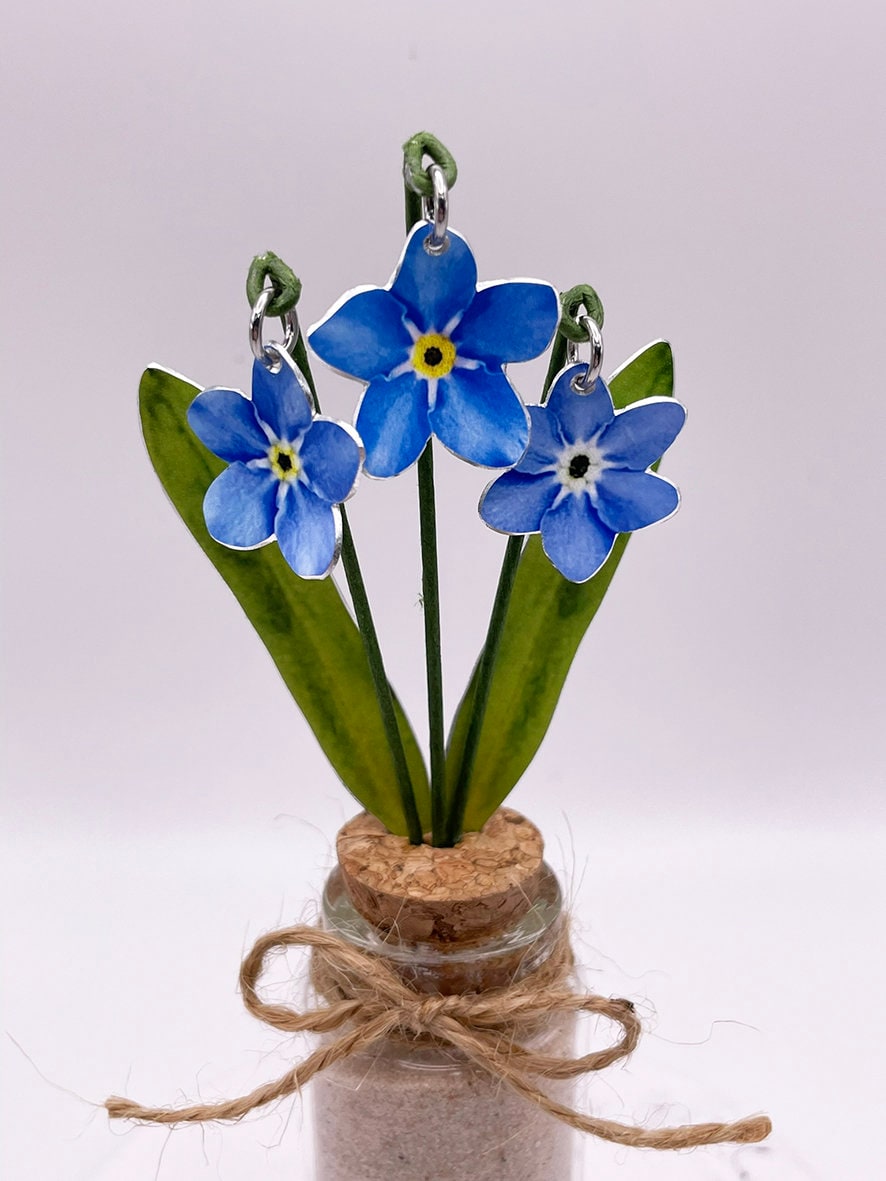 Forget me nots - Flowers in a jar - Mini flowers - Mini forget me nots - Miniature flowers - flower gift