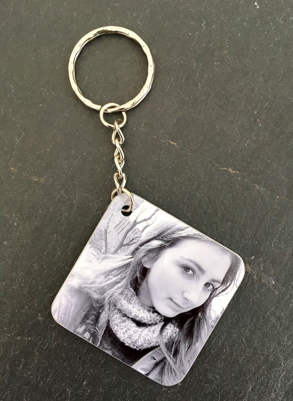 Family Photo Keychain - Personalised Square Keyring - Custom Photo Keyring - Square Photo Keyring - Personalised Gift - Keyring Gift