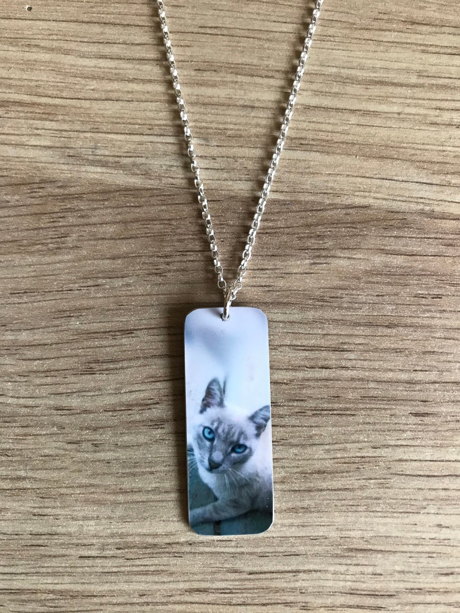 Custom Cat Tag Pendant - Long Custom Cat - Cat Tag Necklace - Cat Necklace - Cat Lover - Cat Gift - Photo Pendant - Cat Photo Round Pendant