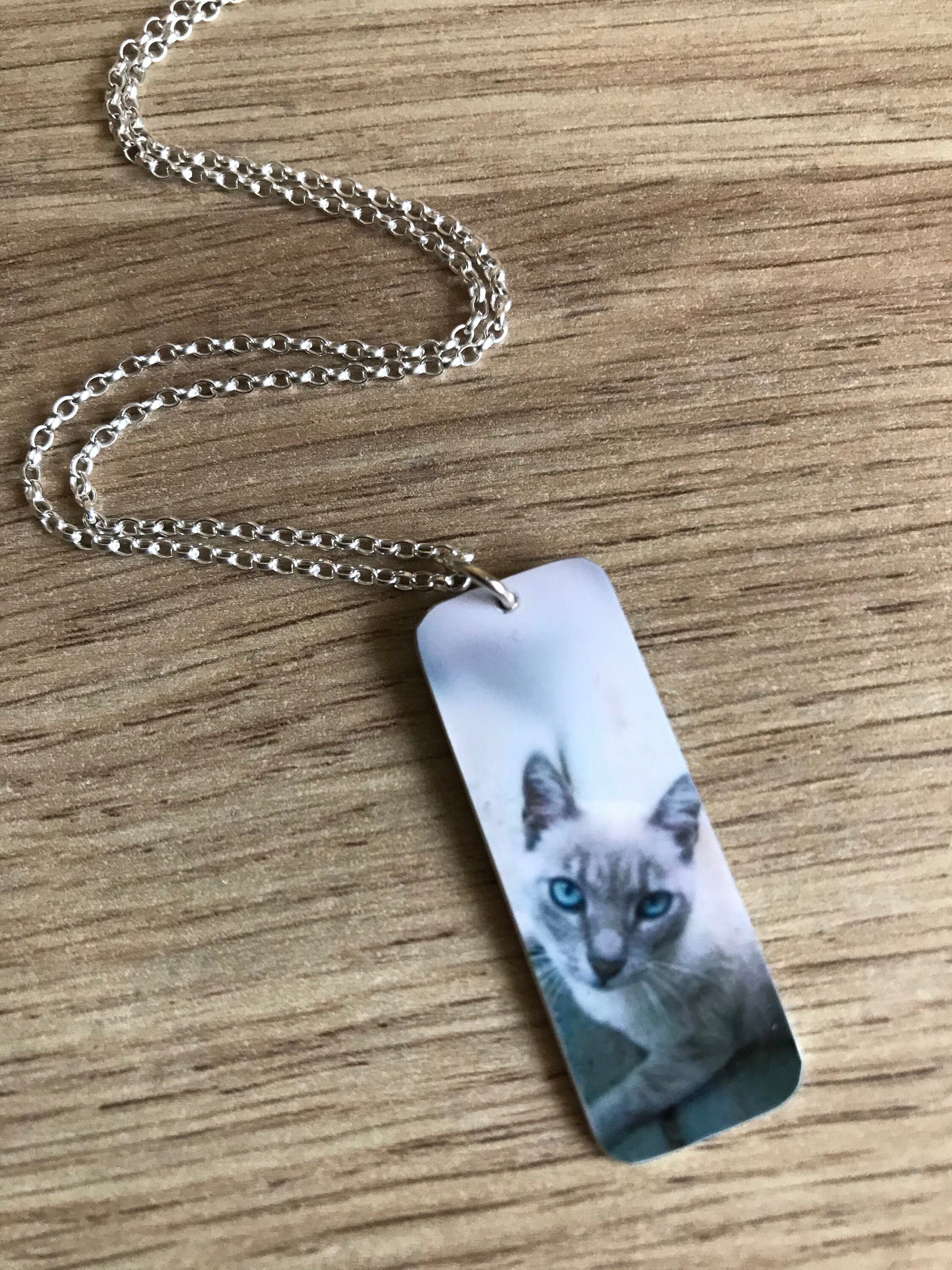 Custom Cat Tag Pendant - Long Custom Cat - Cat Tag Necklace - Cat Necklace - Cat Lover - Cat Gift - Photo Pendant - Cat Photo Round Pendant