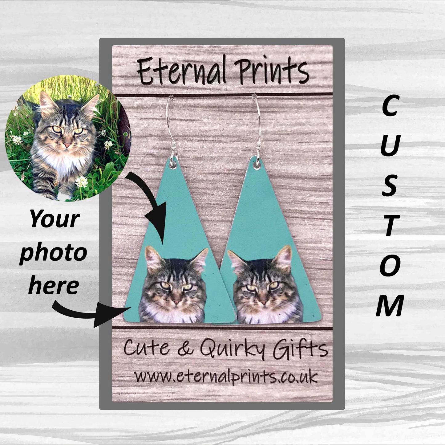 Custom Cat Earrings - Cat Triangle Earrings - Custom Cat Drop Earrings - Cat Earrings - Cat Lovers - Cat Jewellery