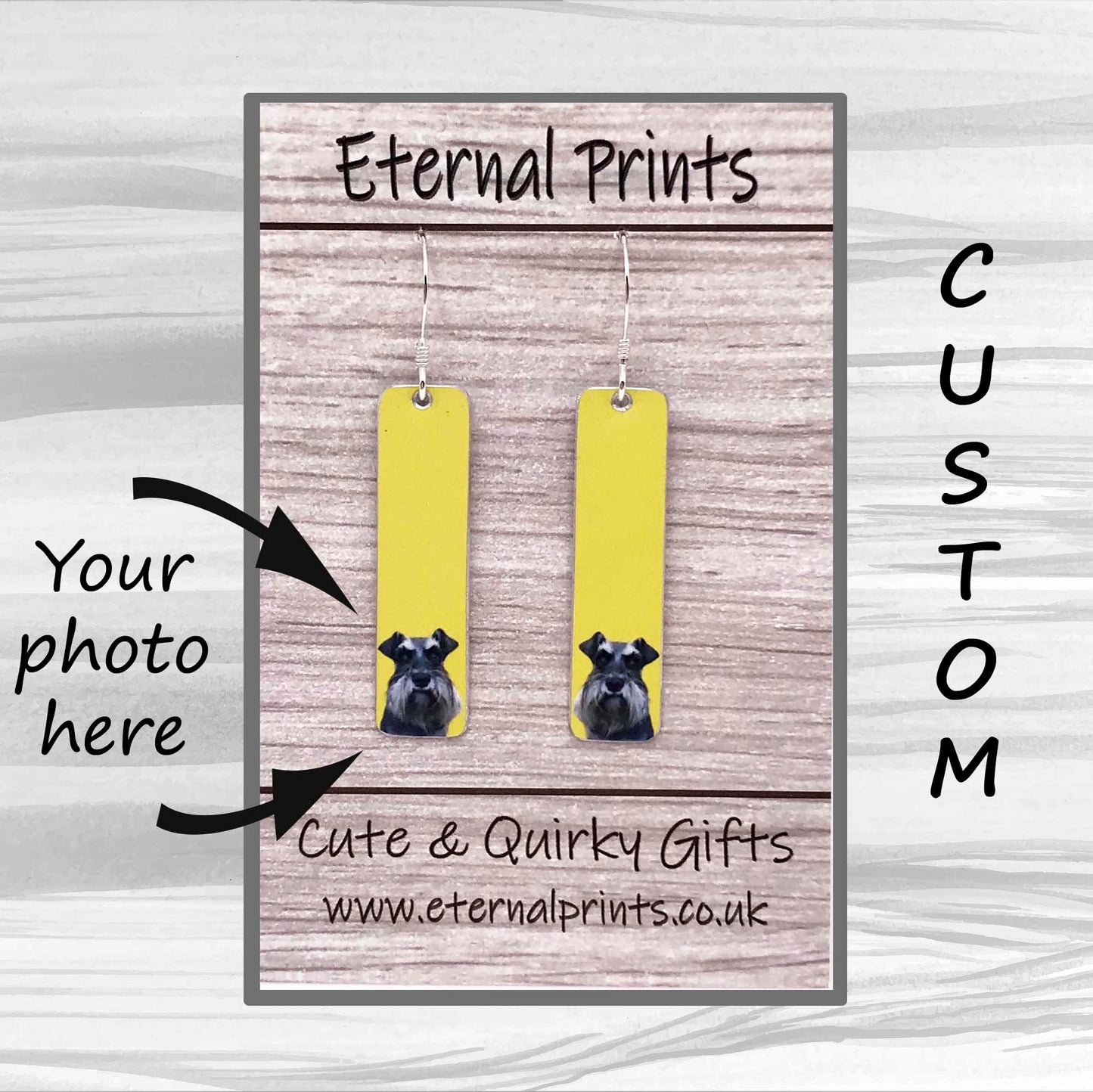 Custom Dog Earrings - Schnauzer Earrings - Long Dog Earrings - Custom Pet Earrings - Dangly Dogs - Dog Lover Gift - Schnauzer Gift