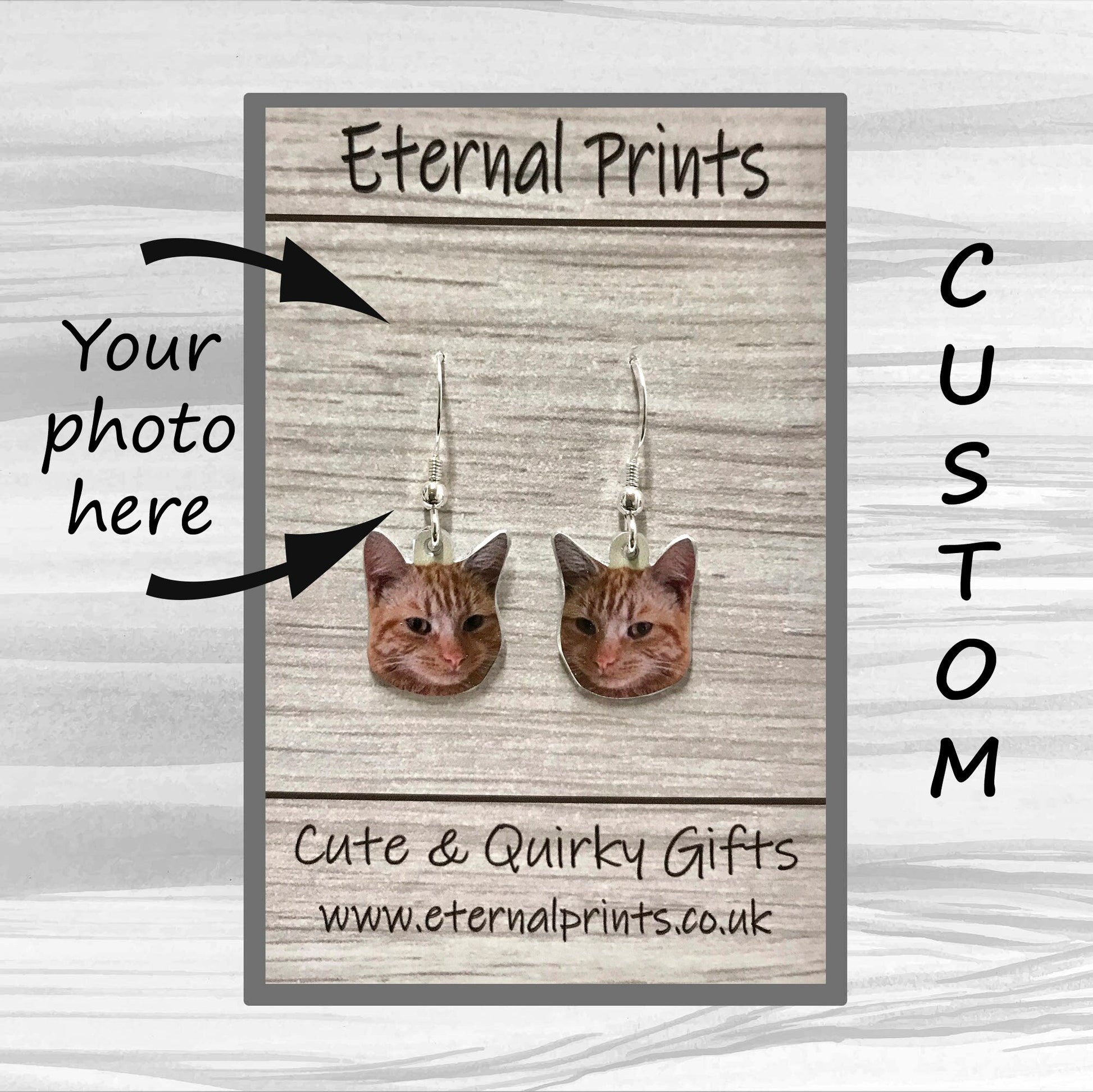 Cat Drop Earrings - Custom Cat Drop Earrings - Dangly Cat Earrings - Custom Pet Dangly Earrings - Dangly Cats - Cat Lover Earrings