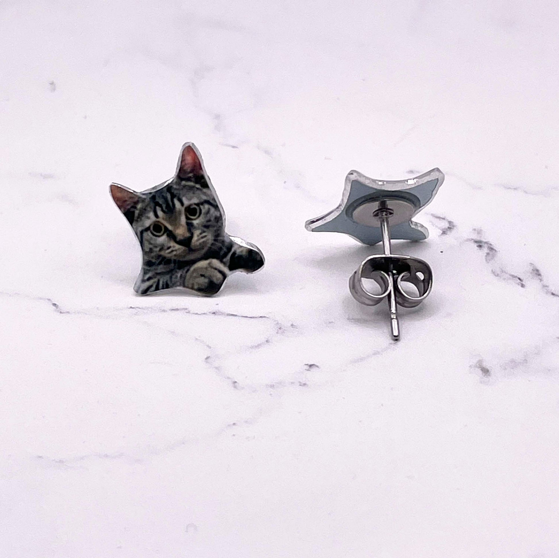 Cute Kitten Studs - Tabby Cat Earrings - Kitten Earrings - Tabby Cat Gift - Cute Cat Earrings - Cat Stud Earrings