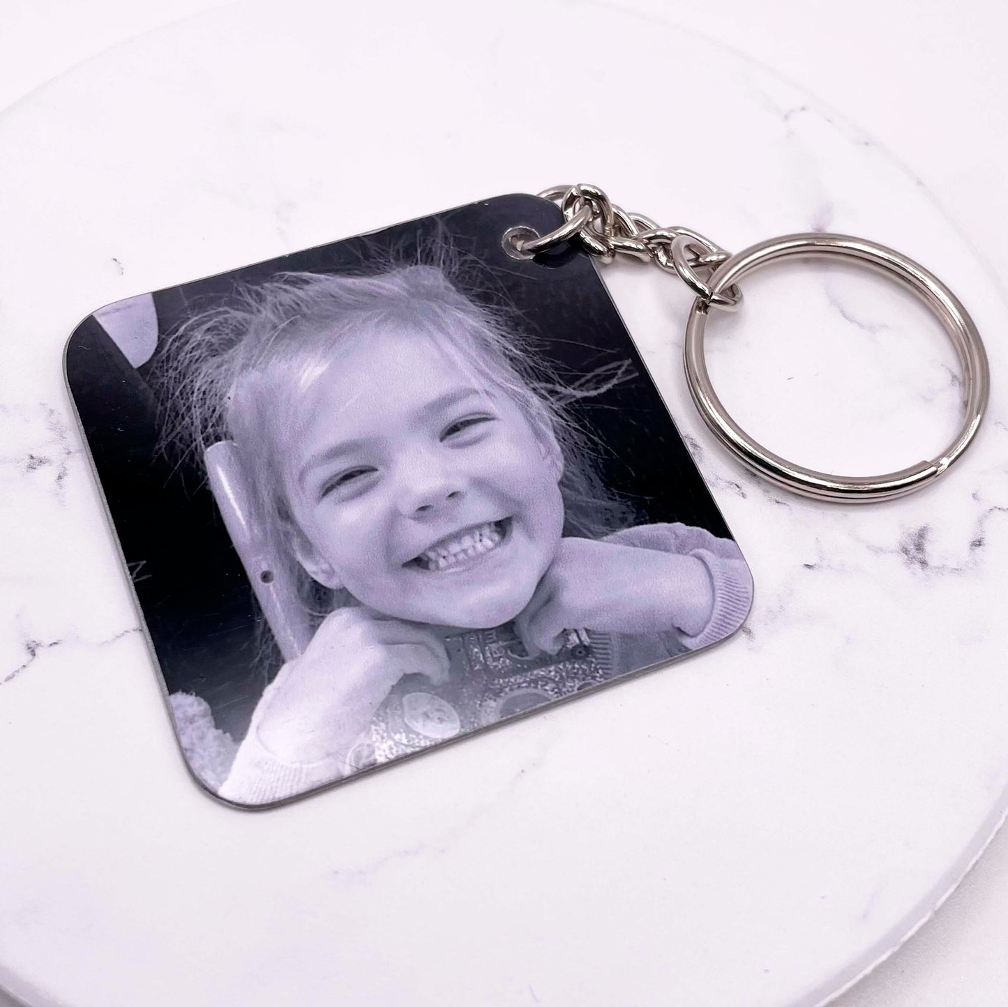 Family Photo Keychain - Personalised Square Keyring - Custom Photo Keyring - Square Photo Keyring - Personalised Gift - Keyring Gift