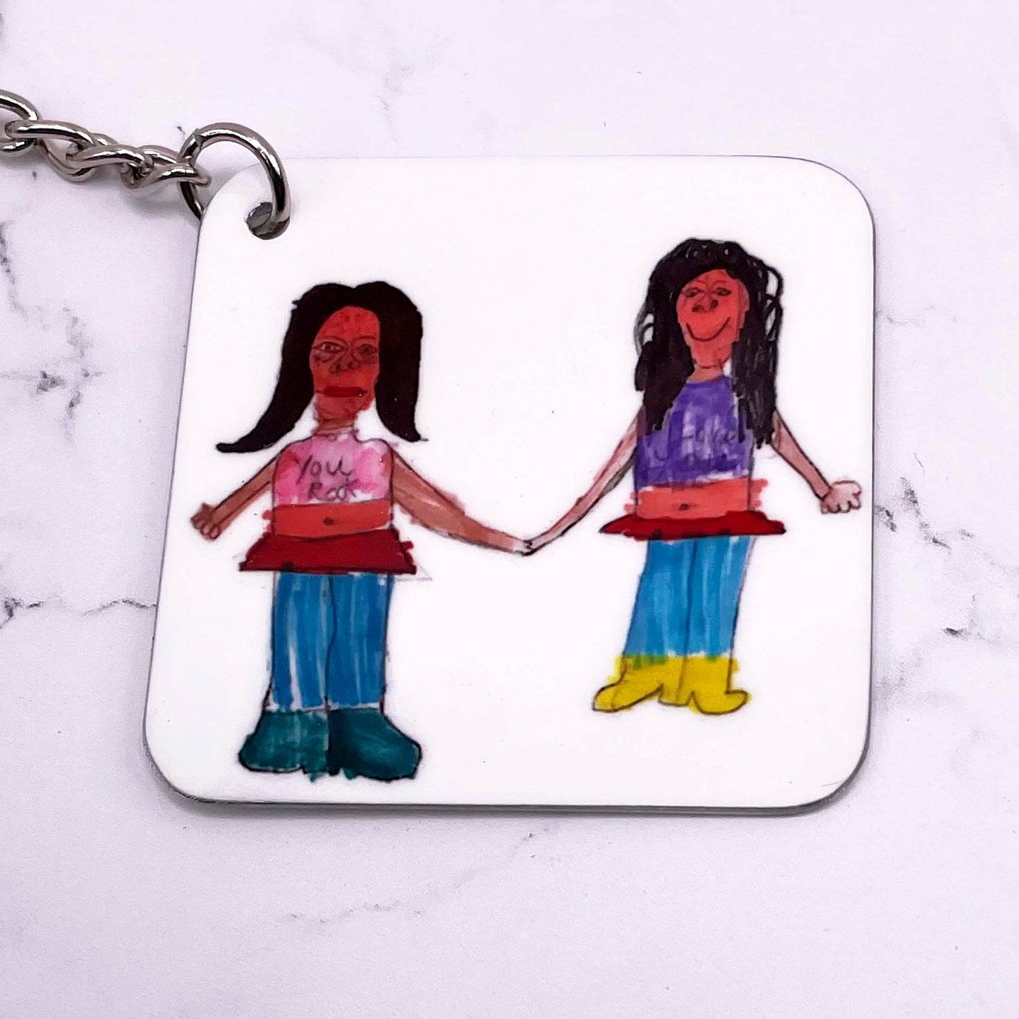 Family Photo Keychain - Personalised Square Keyring - Custom Photo Keyring - Square Photo Keyring - Personalised Gift - Keyring Gift