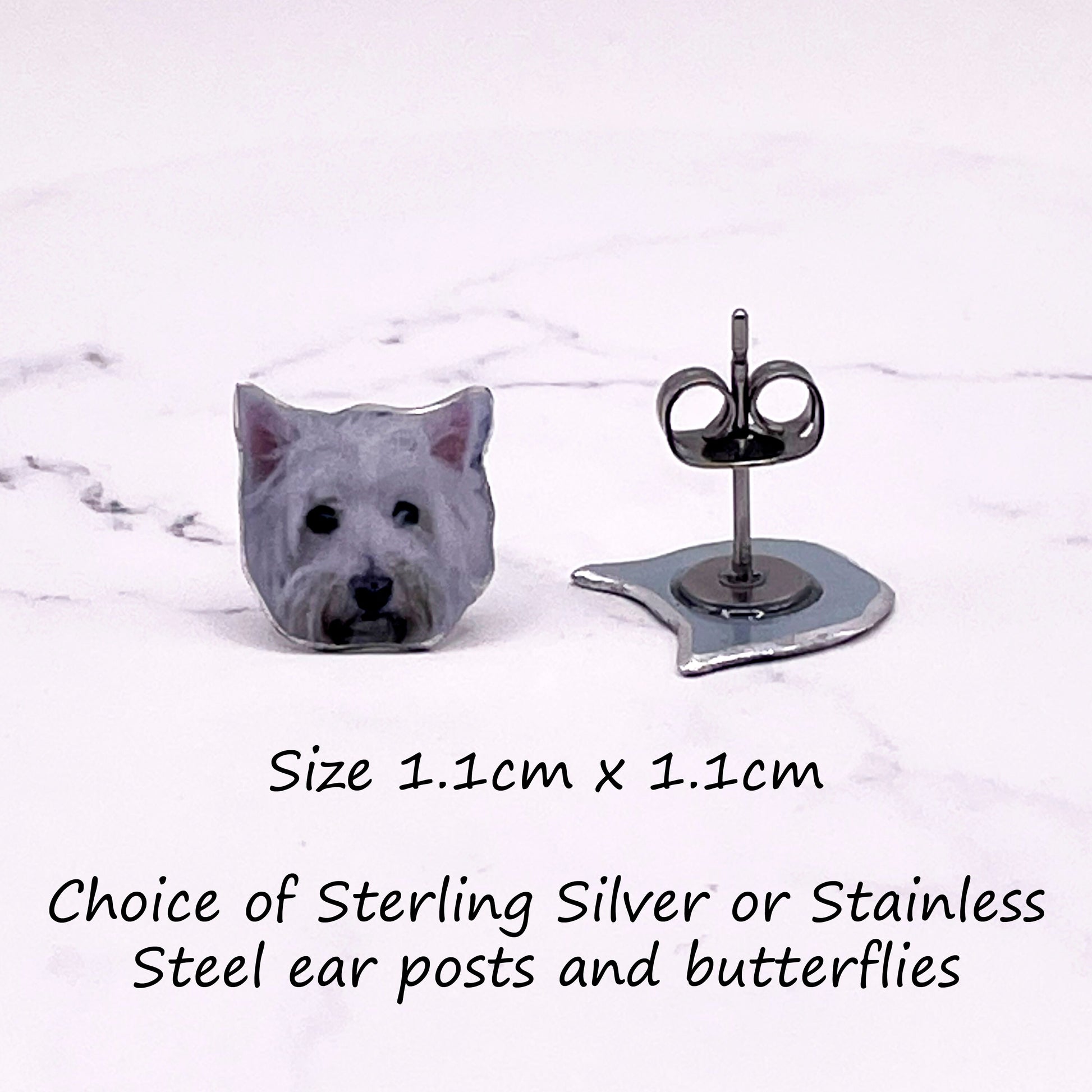 Cute Dog Studs - Westie Stud Earrings - Cute Westies - Dog Lover Gift - Westie Earrings - Dog Studs - Cute Westie Dogs