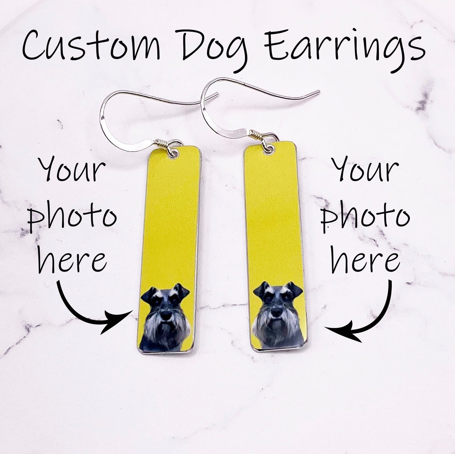 Custom Dog Earrings - Schnauzer Earrings - Long Dog Earrings - Custom Pet Earrings - Dangly Dogs - Dog Lover Gift - Schnauzer Gift