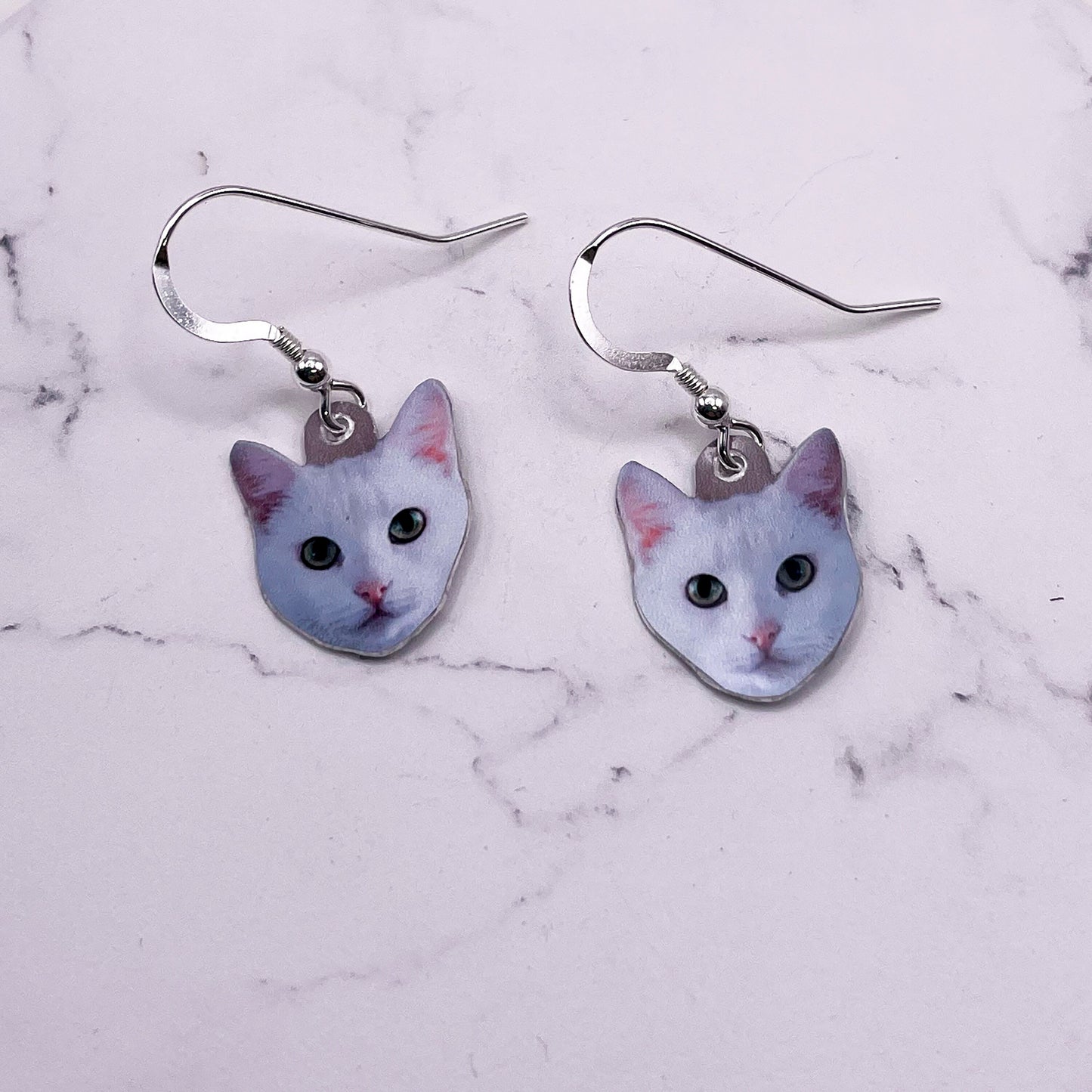 White Cat Earrings - Cat Earrings - White Cat Dangly Earrings - Cat Lovers - White Cats - Crazy Cat Lady Earrings