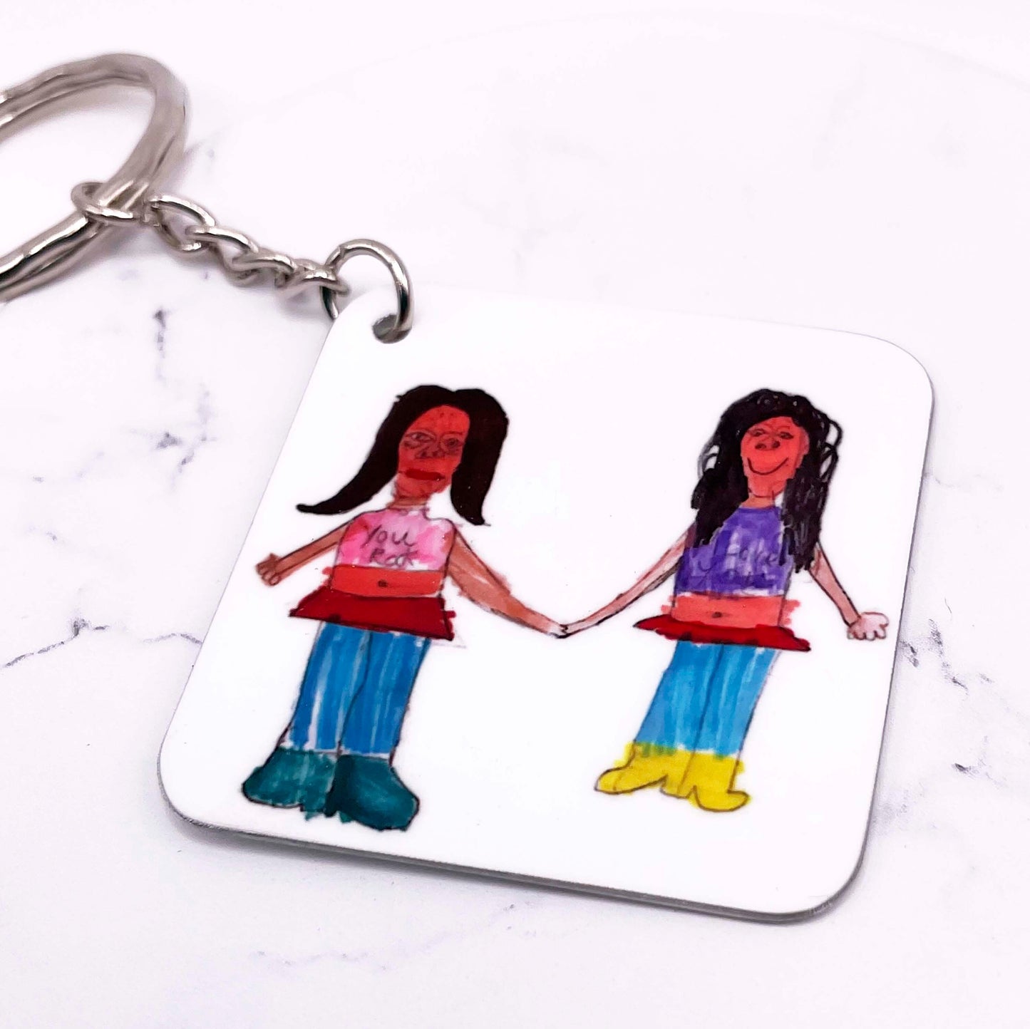 Family Photo Keychain - Personalised Square Keyring - Custom Photo Keyring - Square Photo Keyring - Personalised Gift - Keyring Gift