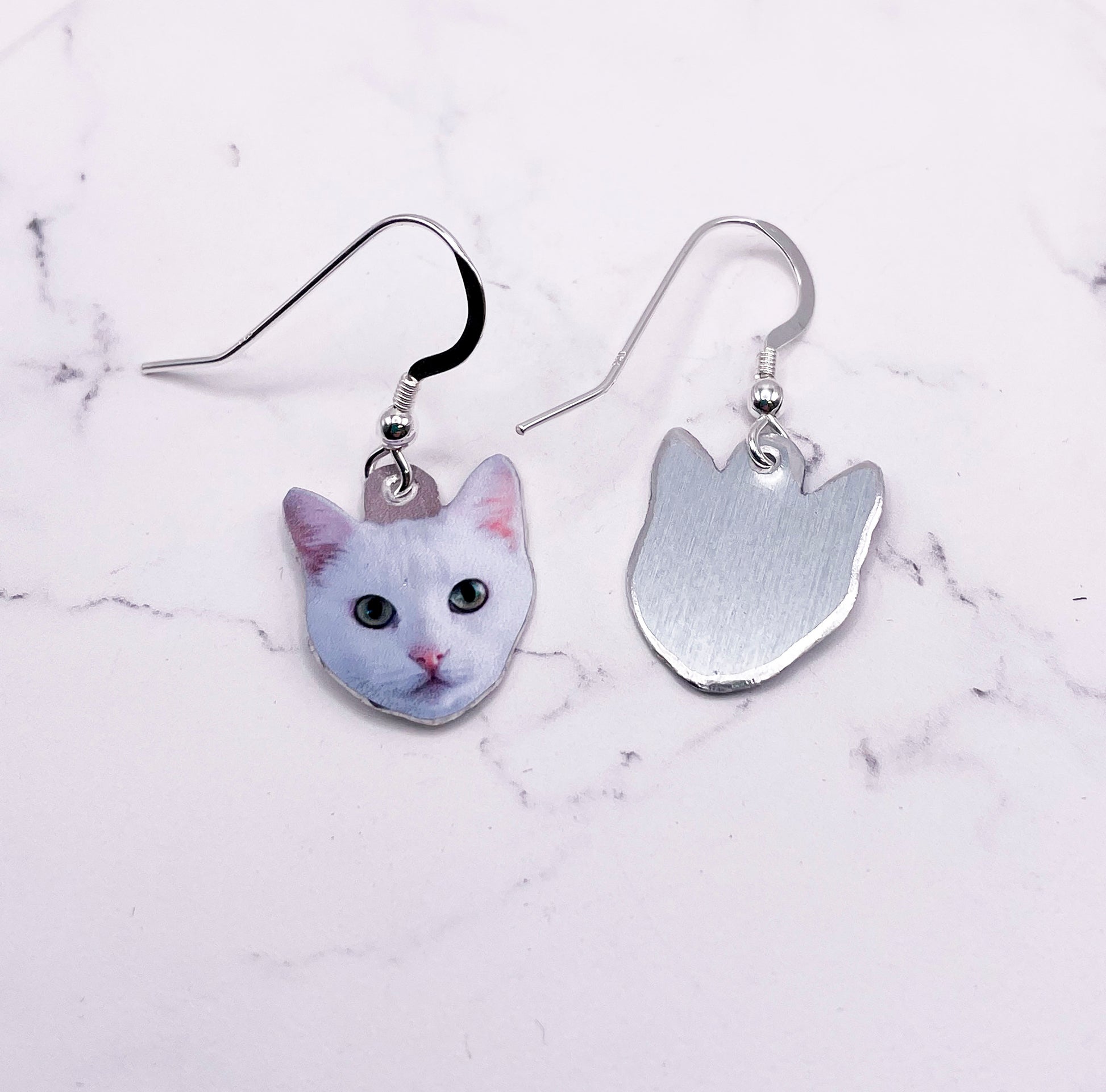 White Cat Earrings - Cat Earrings - White Cat Dangly Earrings - Cat Lovers - White Cats - Crazy Cat Lady Earrings