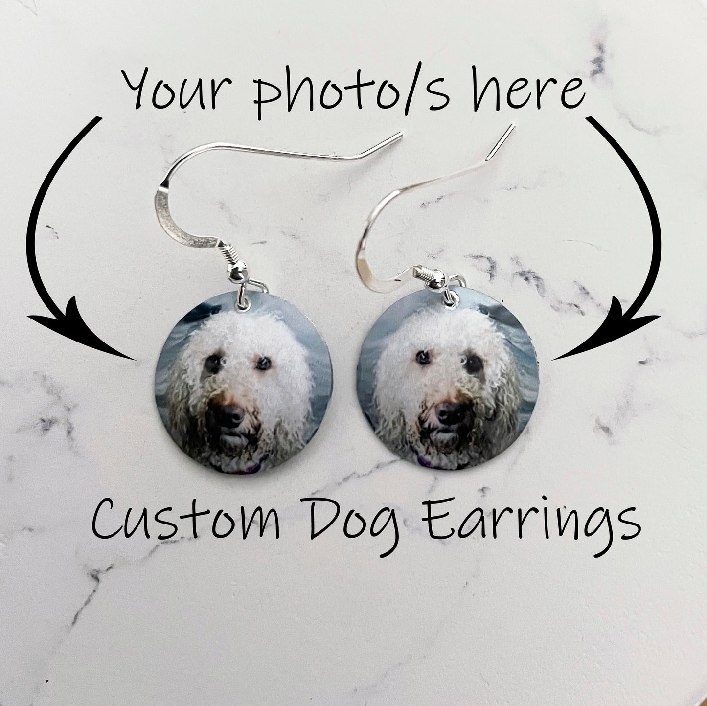 Personalized Dog Earrings - Custom Drop Earrings - Dog Earrings - Dog Danglies - Dog Gift - Gift for Dog Lovers