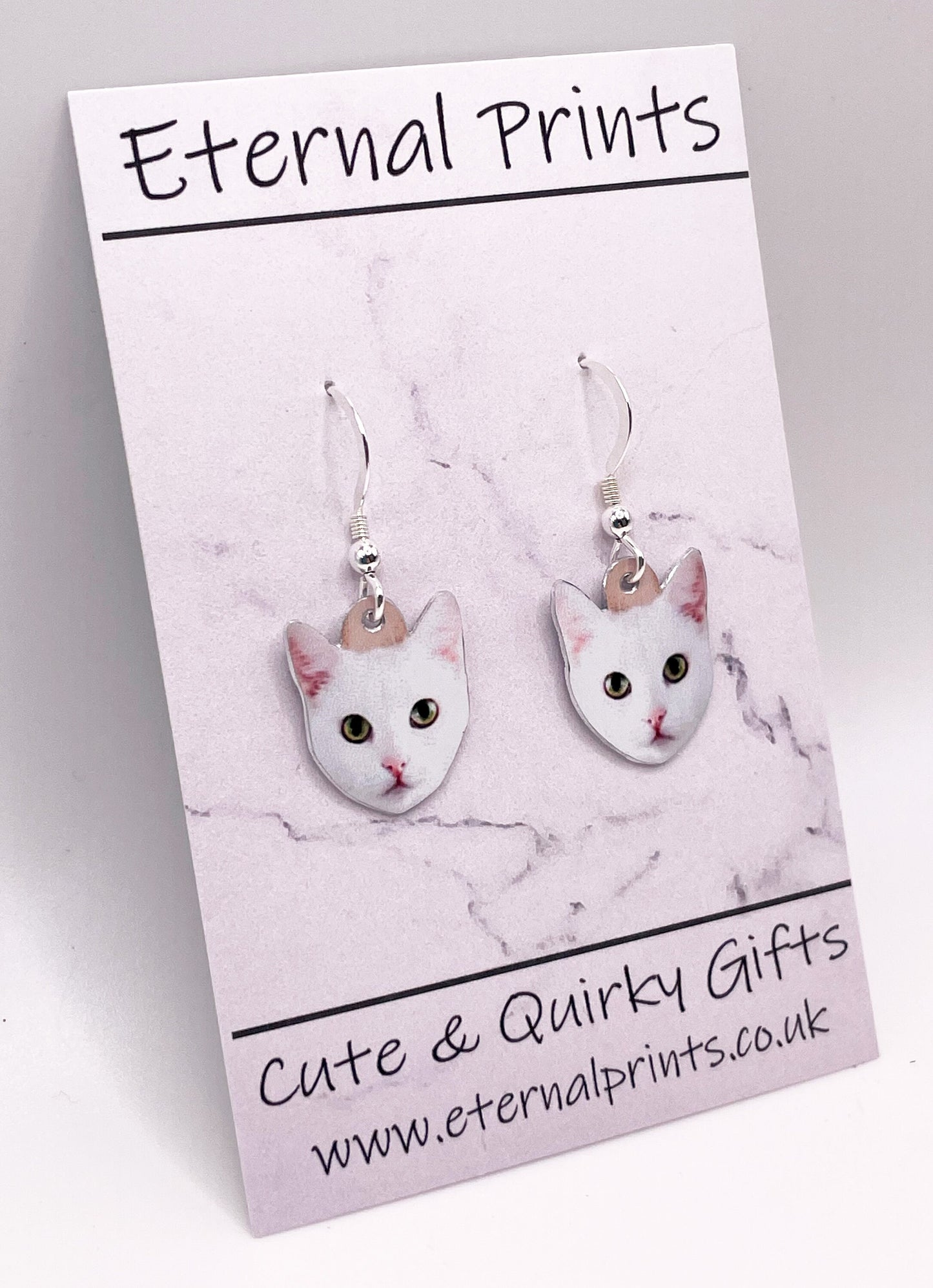 White Cat Earrings - Cat Earrings - White Cat Dangly Earrings - Cat Lovers - White Cats - Crazy Cat Lady Earrings