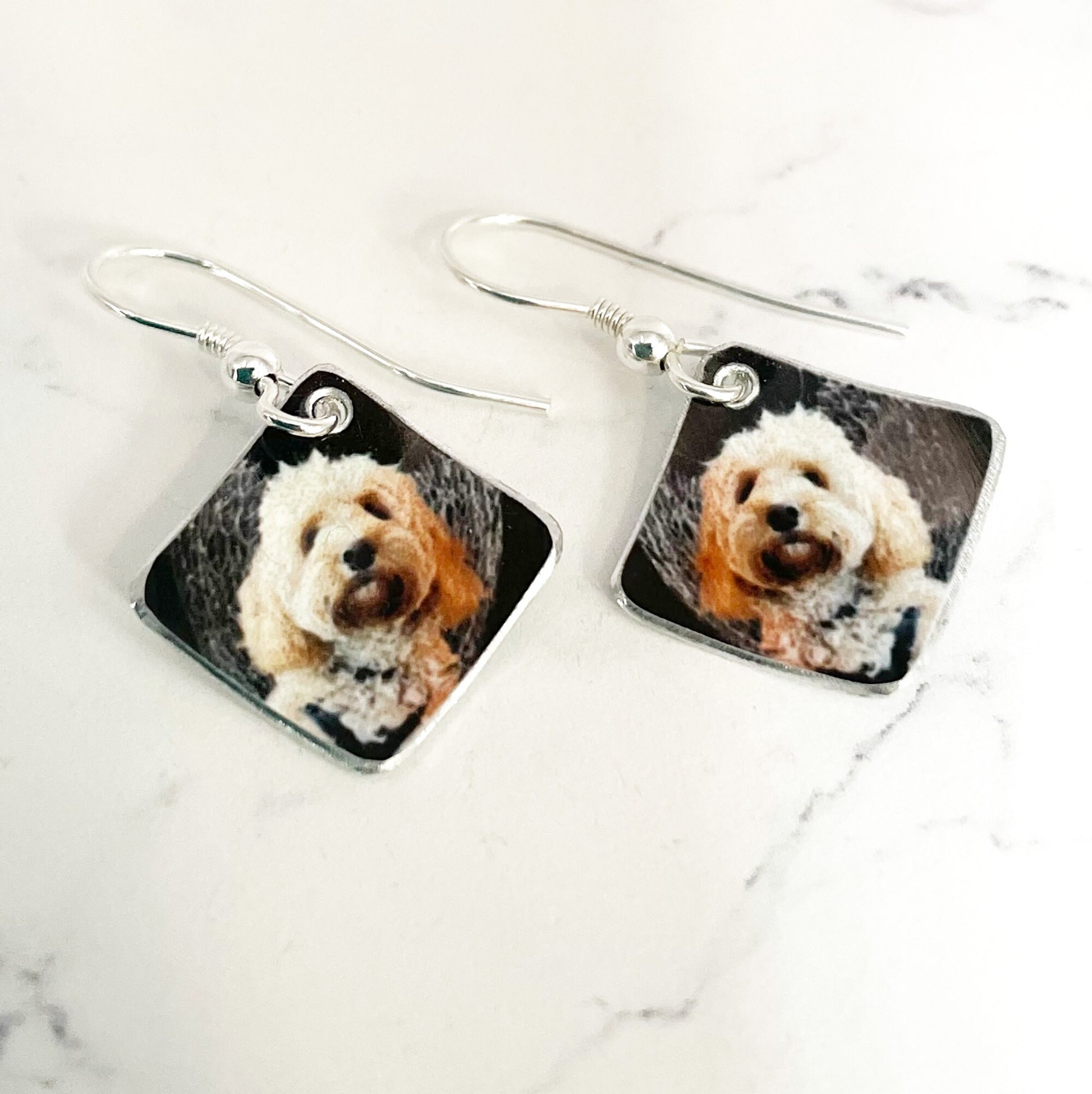 Dog Earrings - Dangly Dogs - Custom Dog Drop Earrings - Dangly Dog Earrings - Custom Pet Dangly Earrings - Dangly Fogs - Dog Lover Earrings