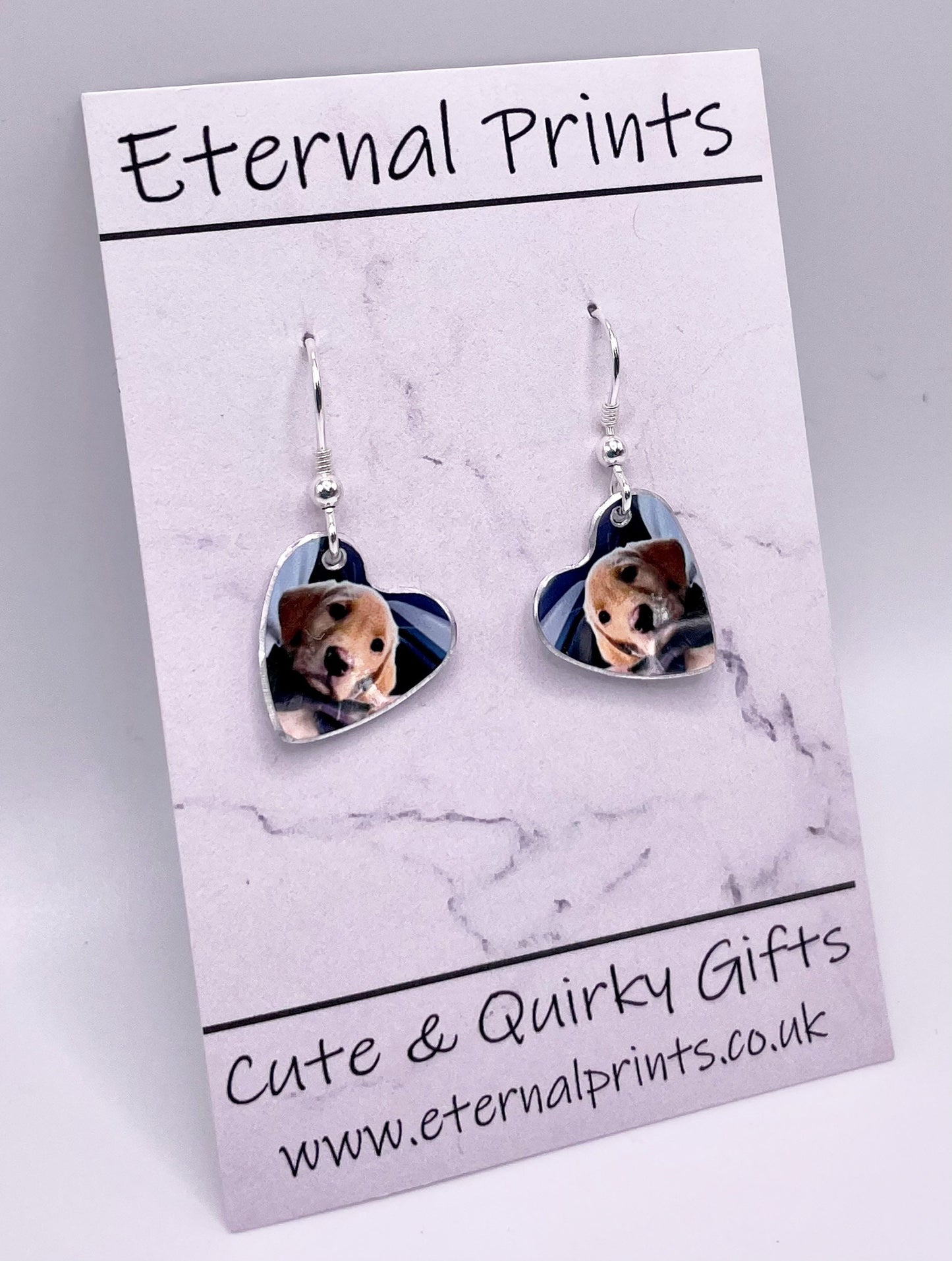 Dog Heart Earrings - Dangly Dogs - Custom Dog Earrings - Dangly Dog Earrings - Custom Pet Dangly Earrings - Dangly Fogs - Dog Lover Earrings