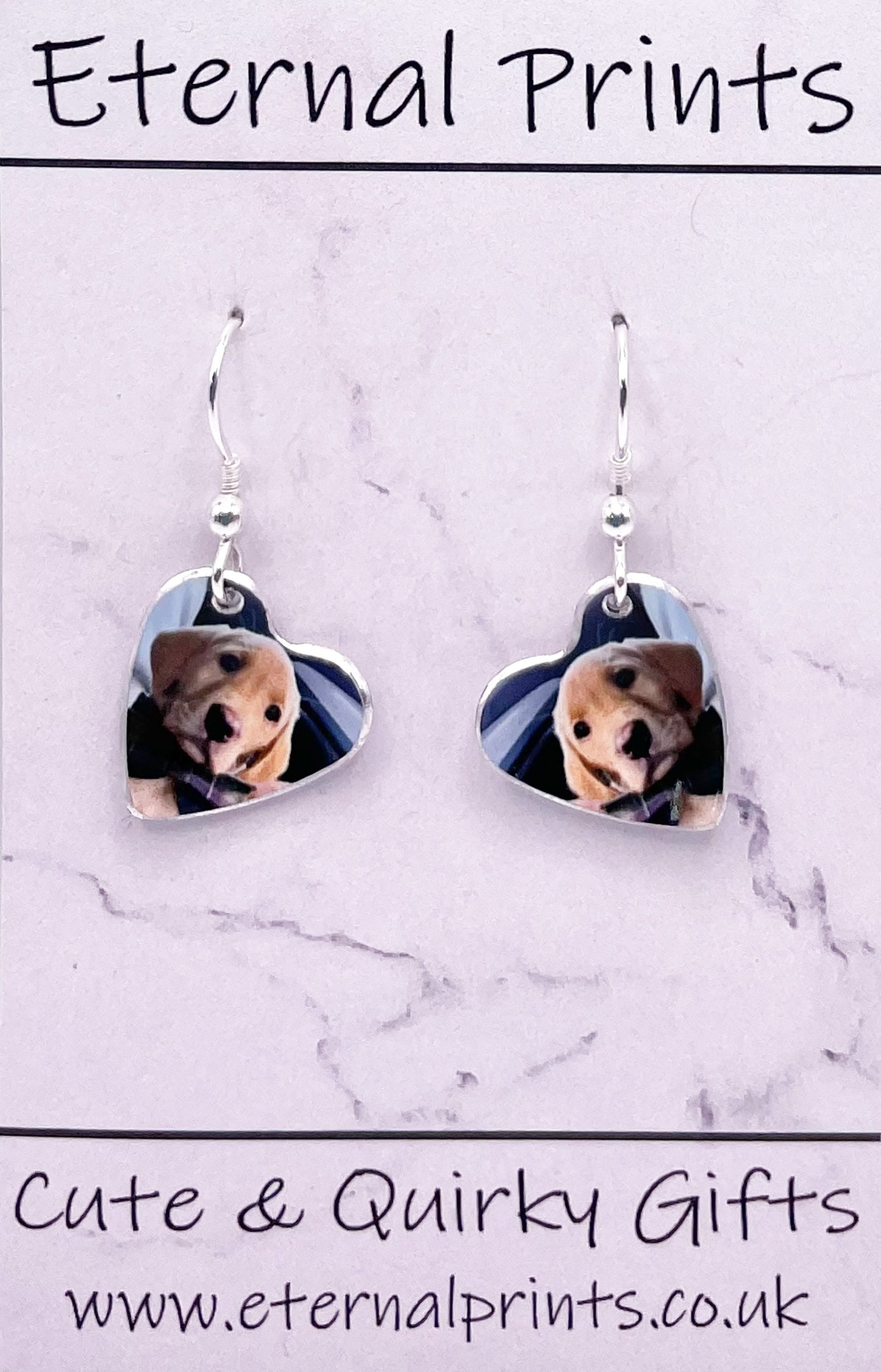 Dog Heart Earrings - Dangly Dogs - Custom Dog Earrings - Dangly Dog Earrings - Custom Pet Dangly Earrings - Dangly Fogs - Dog Lover Earrings