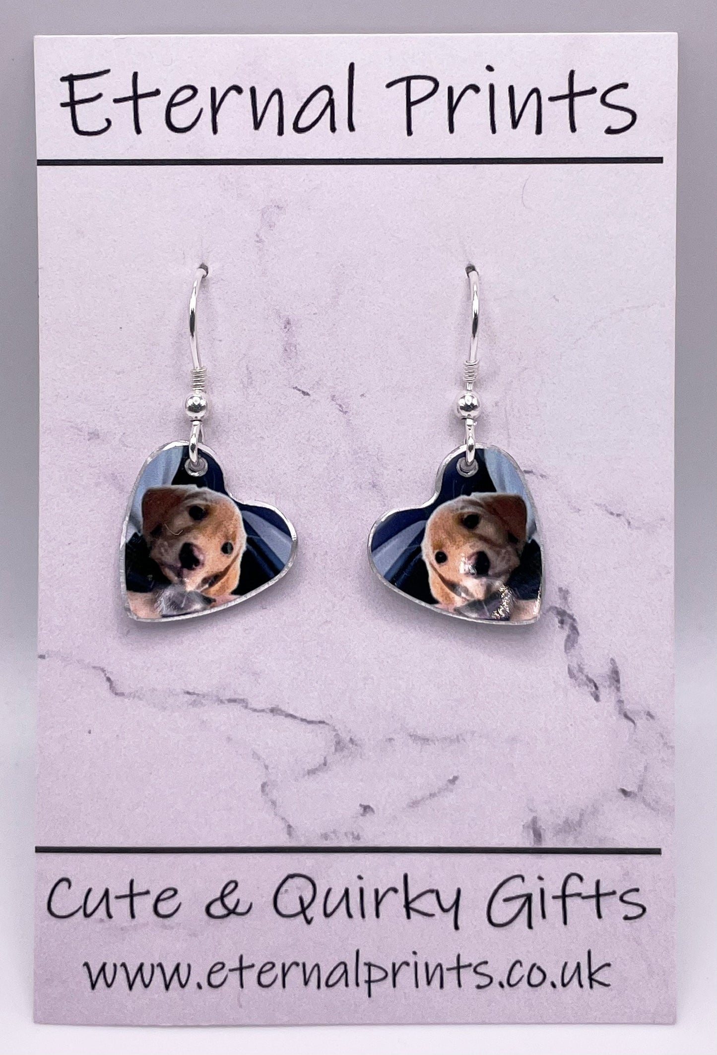 Dog Heart Earrings - Dangly Dogs - Custom Dog Earrings - Dangly Dog Earrings - Custom Pet Dangly Earrings - Dangly Fogs - Dog Lover Earrings